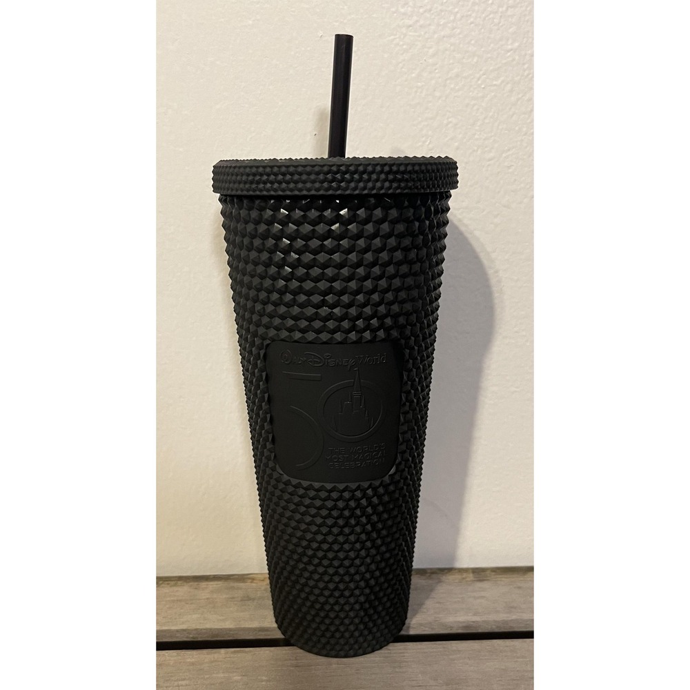 Starbucks Walt Disney World 50th Anniversary Black Studded Tumbler W/ Straw‎ Lid
